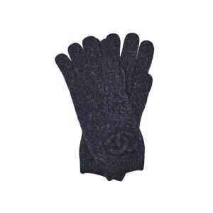 Chanel Dark Blue Metallic Cashmere Silk Knit CC Gloves